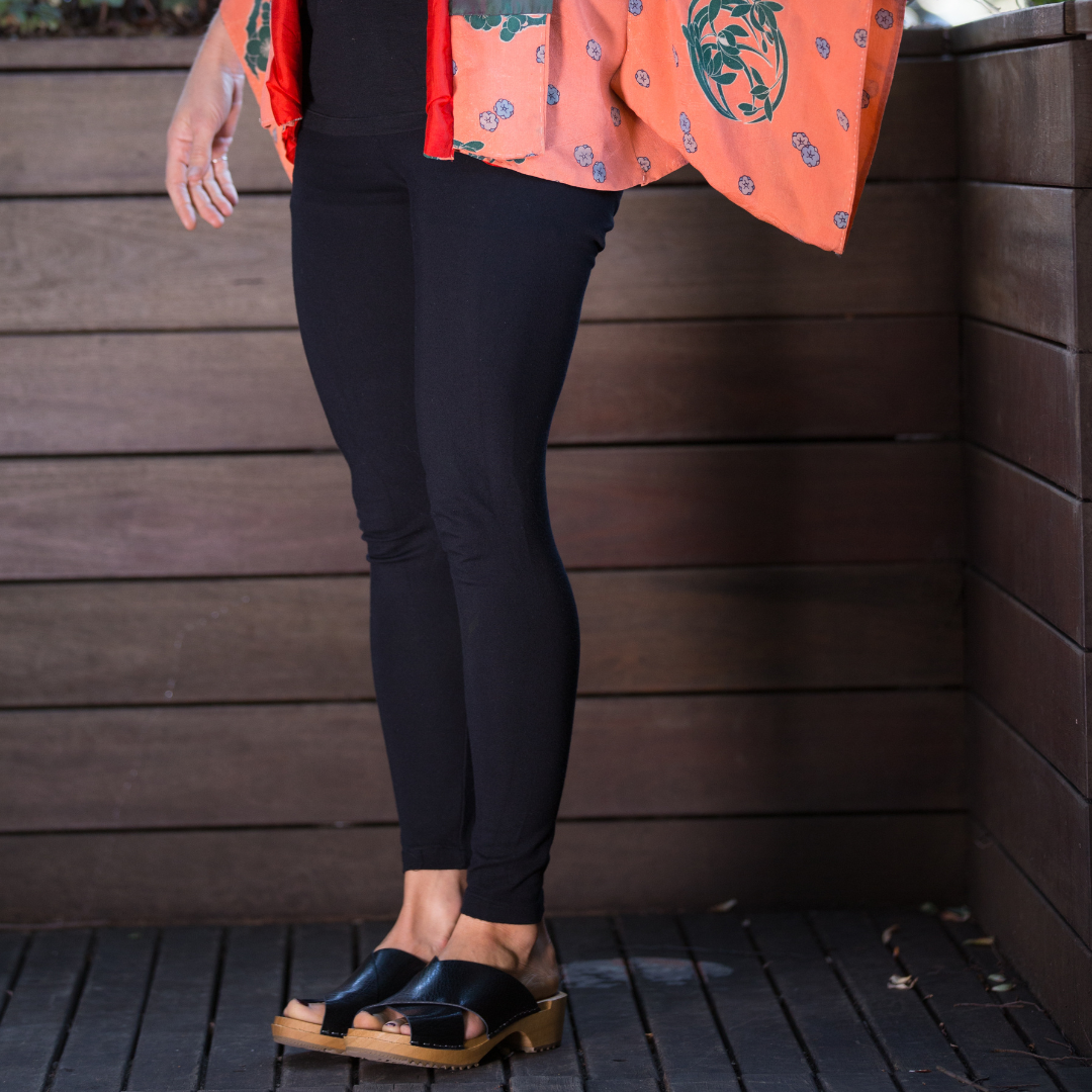 Mette Open-Toe Clog Slides | Black Leather Sandals (LAST EU37)