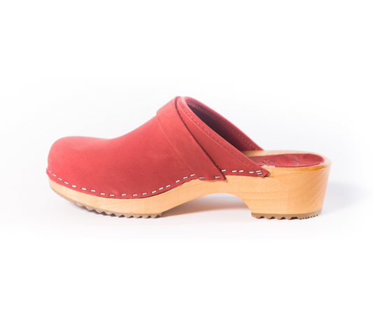 Greta Swedish Leather Clogs | Pink Handmade Clogs