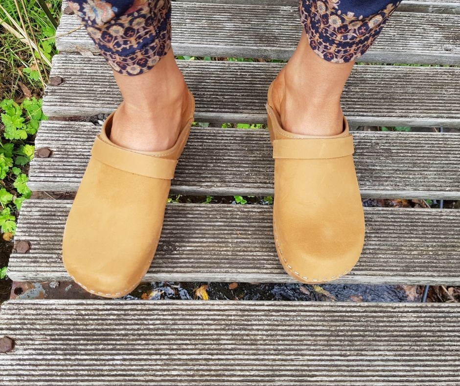 clogs australia shoes light brown leather nubuck wooden handmade love of clogs sale buy online
