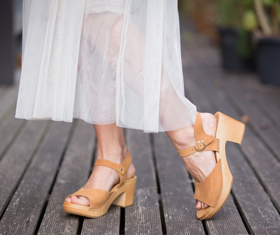 Pia Open-Toe Heel Clogs | Tan Nubuck Leather Clogs (LAST EU37-38-39)