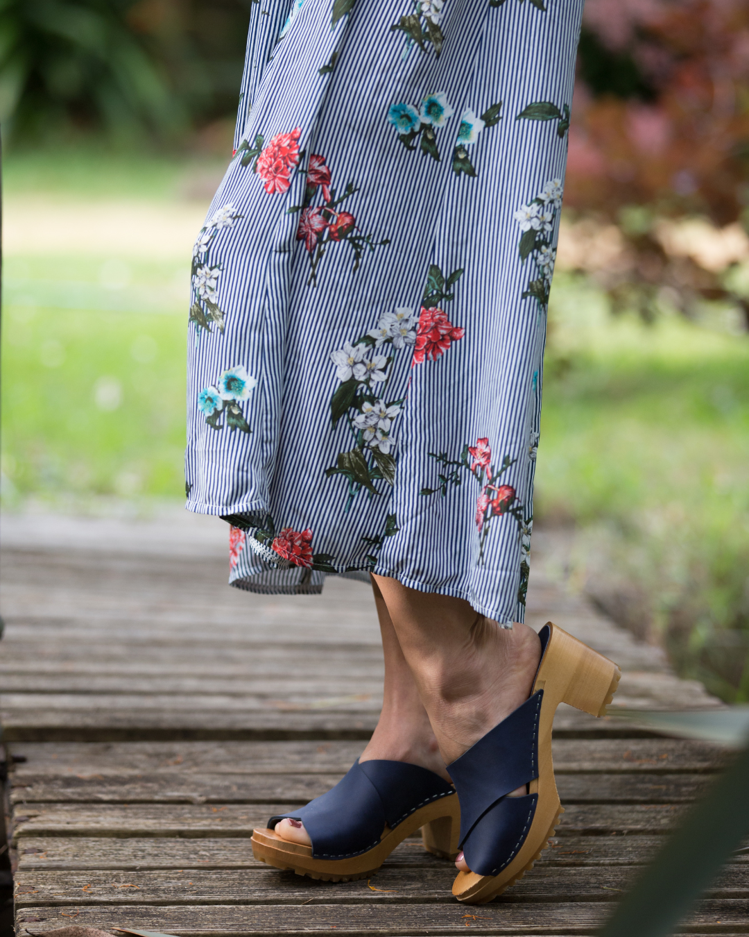 Rikke High Heel Clogs | Blue Matte Nubuck Women's Clogs