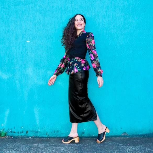 Rikke High Heel Clogs | Black Leather Women's Clogs