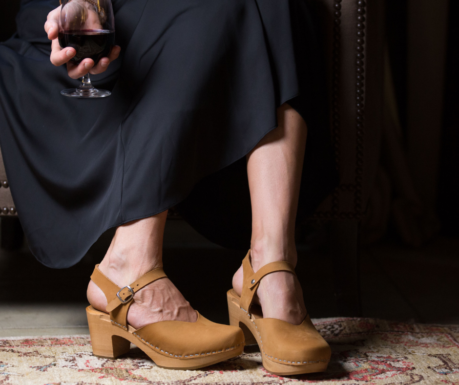 Amelia Tan Heel Clogs | Handmade Nubuck Leather Clogs (LAST EU40)