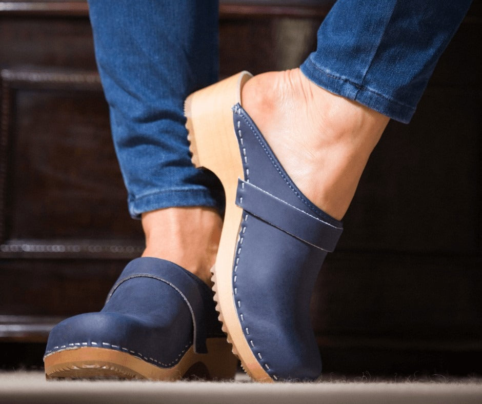 clogs australia shoes apache blue leather wooden handmade love of clogs sale buy online