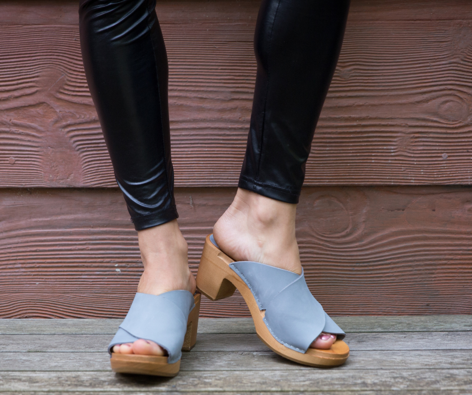 Rikke High Heel Clogs | Sky Blue Women's Clogs