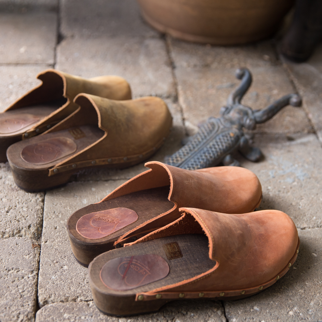 Gitte Crazy Horse Leather Clogs | Brown Handmade Clog Mules