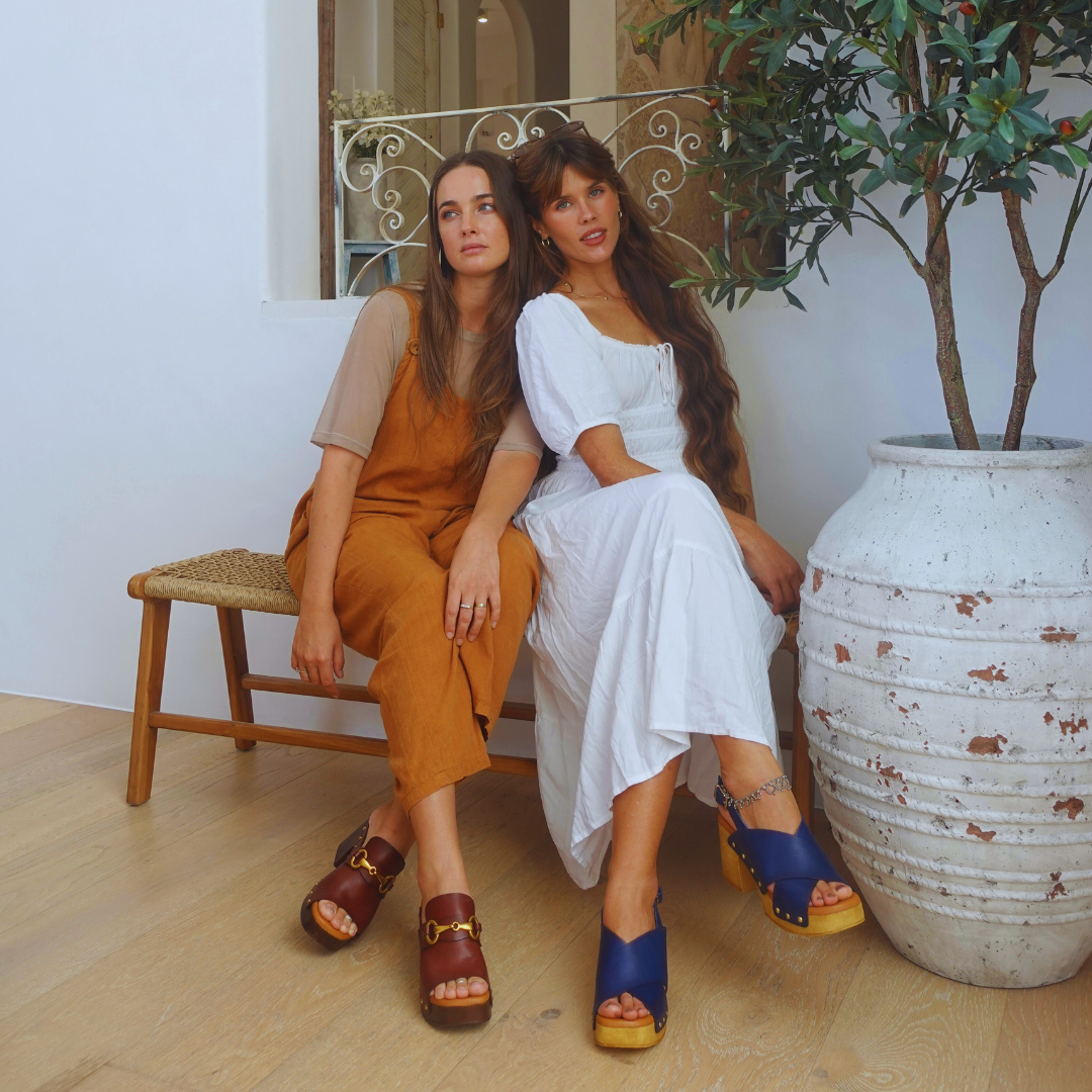Claudia Cognac Heel Clogs | Handmade Leather Block Heels