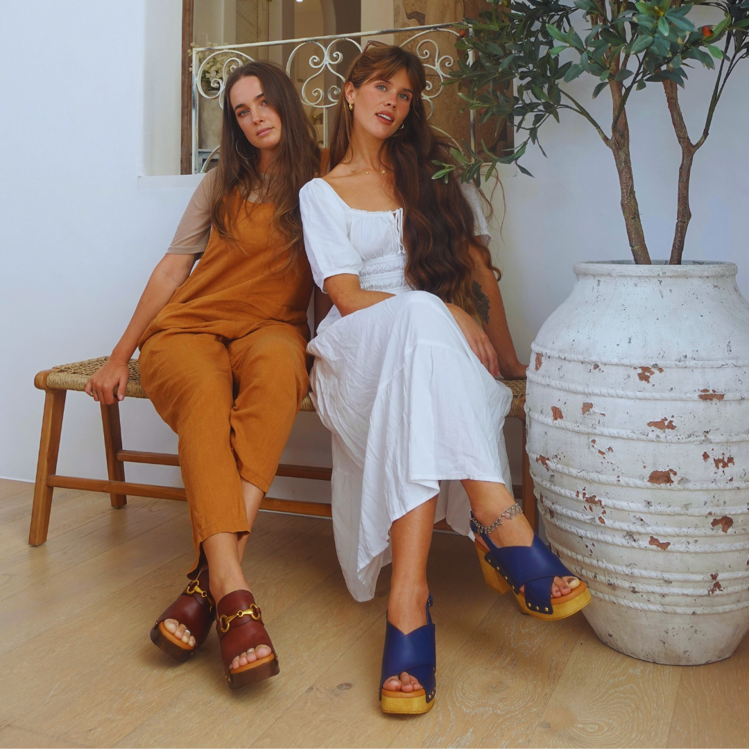 Claudia Cognac Heel Clogs | Handmade Leather Block Heels