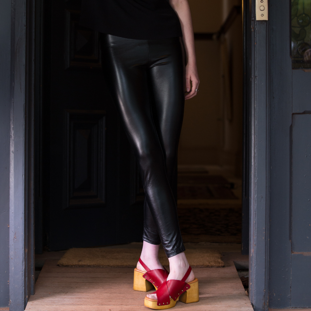 Phoebe High Heel Clogs | Red Leather Handmade Clogs