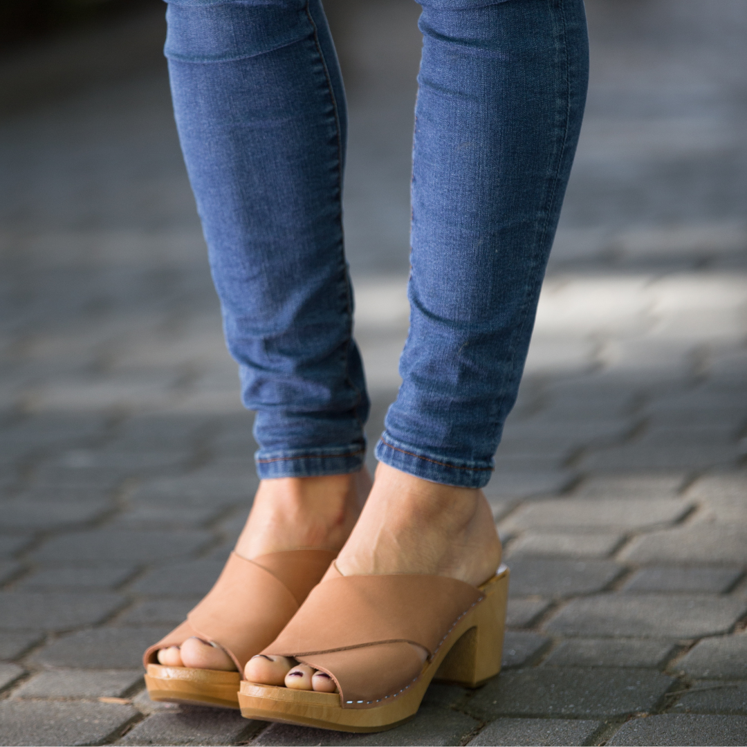 Rikke High Heel Clogs | Terracotta Nubuck Women's Clogs