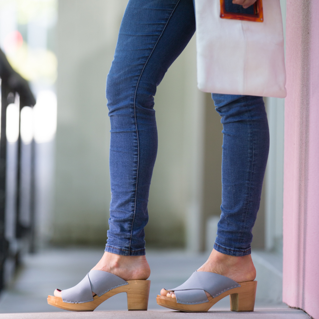 Rikke High Heel Clogs | Sky Blue Women's Clogs