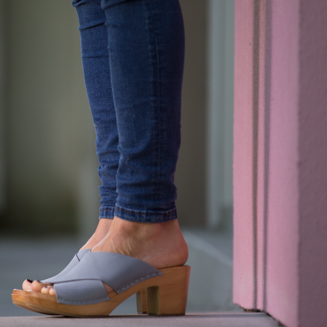Rikke High Heel Clogs | Sky Blue Women's Clogs