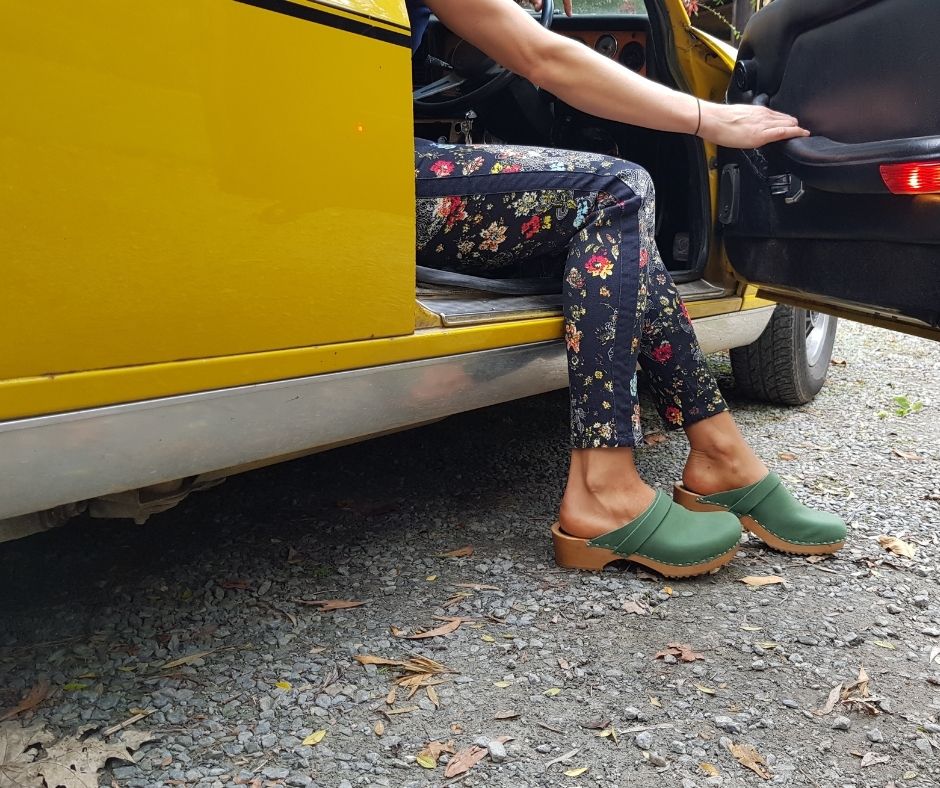 swedish clogs australia shoes green leather nubuck wooden handmade love of clogs sale buy online