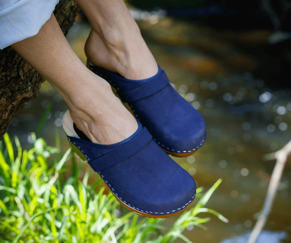 swedish clogs australia shoes clogs blue leather nubuck wooden handmade love of clogs sale buy online