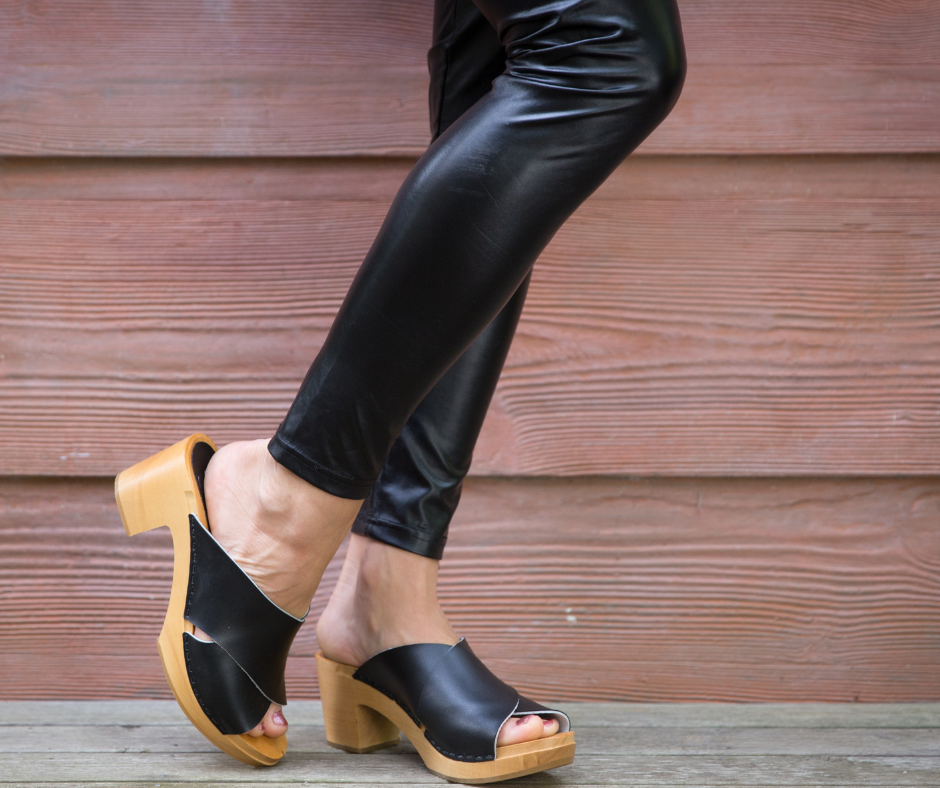 Rikke Heel Clogs Black Leather