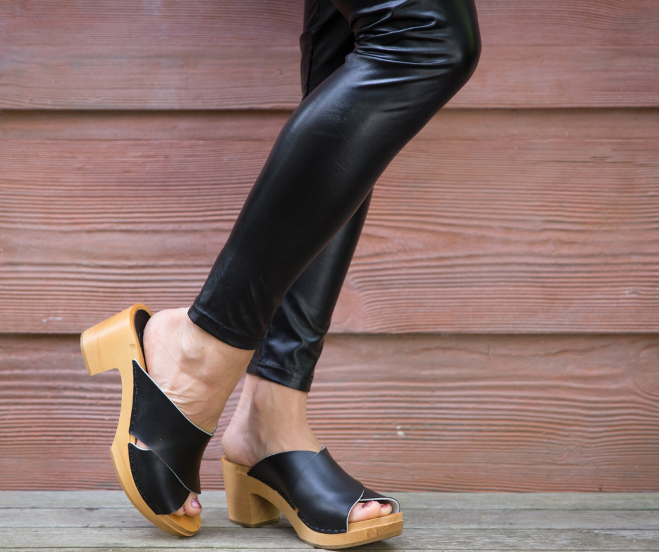 Rikke Heel Clogs | Black Leather