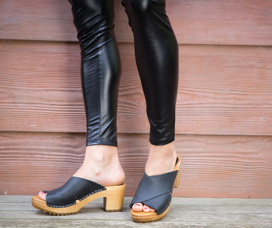 Rikke High Heel Clogs | Black Matte Nubuck Women's Clogs