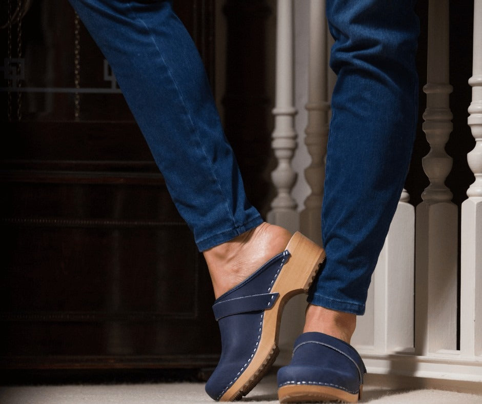 clogs australia shoes apache blue leather wooden handmade love of clogs sale buy online